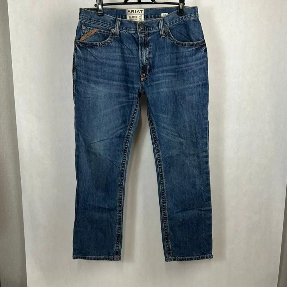 Ariat M4 Denim Jeans Relaxed Straight Leg Mens Sz 35x30